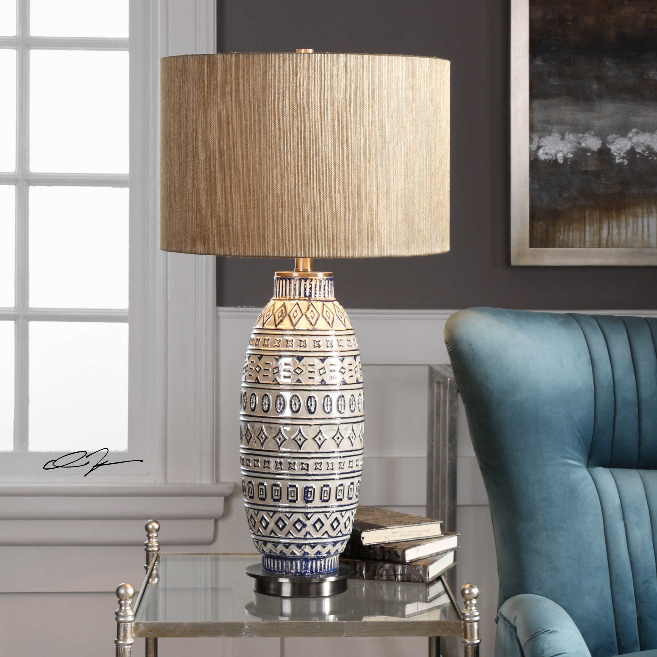 Uttermost Table Lamps 27582 Lokni Aged Ivory Table Lamp Esprit Decor